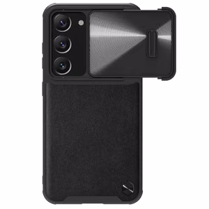 Nillkin CamShield Leather S viedtālruņa apvalks Samsung Galaxy S23+ ar kameras vāciņu melns
