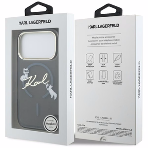 Karl Lagerfeld IML Choupettes Karl Script Logo MagSafe Maciņš for iPhone 17 Pro Max - melns