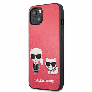 Karl Lagerfeld Ikonik Karl & Choupette vāciņš ierīcei iPhone 13 mini, fuksijas krāsā