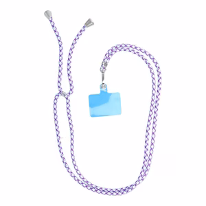 SWING (6mm) Phone lanyard, Phone pendant with adjustable length / cord length 165cm (max 82.5cm in the loop) / on the shoulder or neck - white - purple