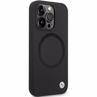 BMW BMHMP14LSILBK2 viedtālruņa apvalks iPhone 14 Pro - melns Signature Liquid Silicone MagSafe