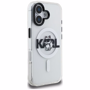 Karl Lagerfeld IML Choupette Sketch Logo Magnētiskais viedtālruņa apvalks iPhone 17 - caurspīdīgs