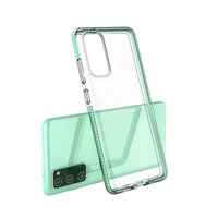 Viedtālruņa apvalks Spring Case – skaidrs TPU gel apvalks ar krāsainu rāmi, paredzēts Samsung Galaxy A72 4G – gaiši rozā apvalks