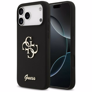 Guess Silikona lielais 4G uzraksts apvalks iPhone 17 Pro Max - melns