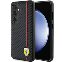 Ferrari Carbon Printed Line viedtālruņa apvalks Samsung Galaxy S24+ - melns