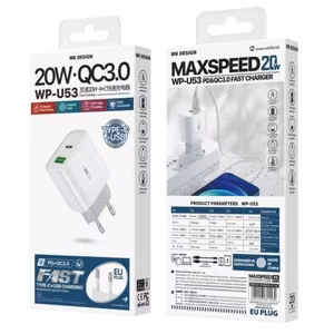 Зарядное устройство WK Design WP-U53 белое 20W (USB-A / USB-C) + кабель USB-A / Lightning
