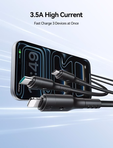 USB Kabelis Joyroom S-A61 USB-C uz USB-C/Lightning/MicroUSB 3.5A 1.2m melns