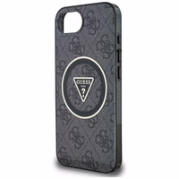 Guess IML Metal Glitter 4G Circle Triangle magnētiskais viedtālruņa apvalks iPhone 16e - melns
