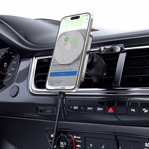 Acefast D18 car holder with MagSafe / Qi inductive charger + USB-A USB-C cable - black