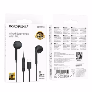 Borofone austiņas BM100 Fuente ar mikrofonu Type C (DAC) melnas