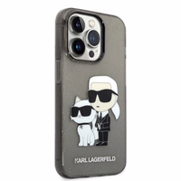 Karl Lagerfeld Glitter Karl&Choupette viedtālruņa apvalks iPhone 14 Pro Max - melns