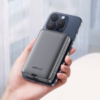 Magnētiskais portatīvais lādētājs Acefast M10 2x USB-C PD 30W ar 15W bezvadu uzlādi un USB-C kabeli (melns)