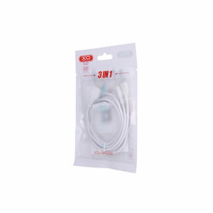 XO NB103 USB-A kabelis 3 vienā ar Lightning, USB-C un Micro-USB savienotājiem, 1 m, 2,1 A – balts