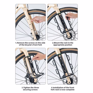 Rockbros 33210010001 priekšējais velosipēda bagāžnieks velosipēda dakšai - melns