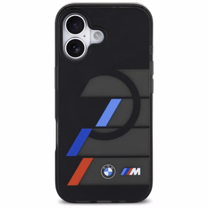 BMW M IML ar metāla pogām trīskrāsu līniju magnētiskais viedtālruņa apvalks iPhone 17 - melns