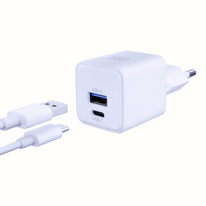 Balts 3mk Hyper GaN tīkla lādētājs, 20 W, QC4+/PD/PPS, USB 1A1C, ES