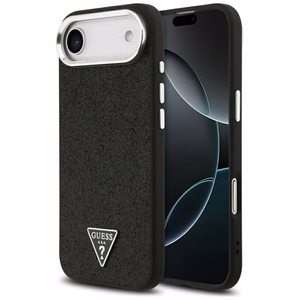 Guess Mirdzošs Trīsstūra Logotips Magnētiskais viedtālruņa apvalks iPhone 17 Air - melns