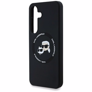 Karl Lagerfeld silikona viedtālruņa apvalks Double Heads un Circle MagSafe Samsung Galaxy S25 melns