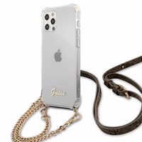 Guess GUHCP12MKC4GSGO iPhone 12/12 Pro 6.1" Caurspīdīgs cietais apvalks 4G Zelta ķēde