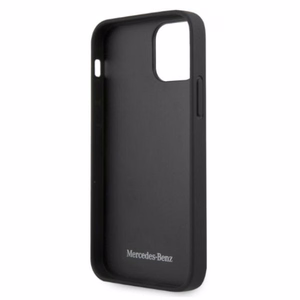 Mercedes Ādas perforētās zonas viedtālruņa apvalks iPhone 12 Pro Max - melns