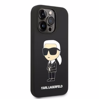 Karl Lagerfeld KLHMP14XSNIKB iPhone 14 Pro Max 6.7" cietais apvalks melns/melns Silikona Ikonik Magnētiskais