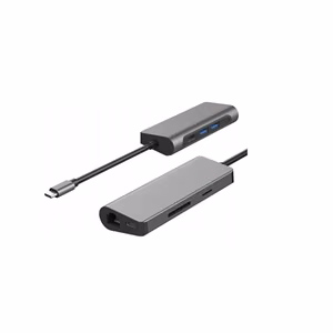 Gigabyte USB-C 7-in-1 – dokstacija ar 1× HDMI, RJ45, SD/microSD, USB 3.0-A, USB-C un 3.5 mm pieslēgvietām, 24 mēnešu garantija