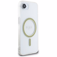 Guess IML Glitter Circle magnētiskais viedtālruņa apvalks iPhone 16e - caurspīdīgs