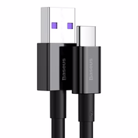 Baseus Superior USB - USB Type-C kabelis ar ātru uzlādi 66 W (11 V / 6 A) Huawei SuperCharge SCP 1 m melns