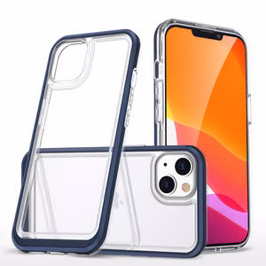 Caurspīdīgs 3in1 viedtālruņa apvalks iPhone 14 Plus silikona vāciņš ar rāmi zils