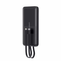 Portatīvais lādētājs Choetech B654 10000mAh 22,5W USB-A / USB-C / micro USB ar iebūvētu USB-C / Lightning kabeli (melns)