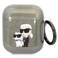Karl Lagerfeld KLA2HNKCTGK Airpods 1/2 apvalks melns/melns Gliter Karl&Choupette