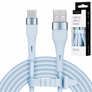 Kruger&Matz Basic silikona USB–USB-C kabelis, 1 m, zils