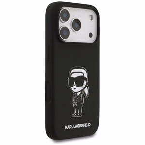KARL LAGERFELD viedtālruņa apvalks IPHONE 17 Pro saderīgs ar Magnētisko KLHMP17LSKIGROK (Silicone W/ KL Sketch & Logo) melns