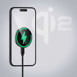 FORCELL F-ENERGY Smart Charge Qi2 15W bezvadu lādētājs ar 150cm noņemamu kabeli saderīgs ar MagSafe sudraba