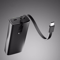 SBS 10000mAh PD 20W portatīvais lādētājs ar LCD ekrānu un iebūvētu USB-C kabeli - pelēka