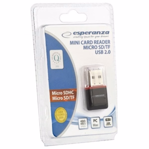 Esperanza EA134K karšu lasītājs melns, sudrabs, caurspīdīgs USB 2.0