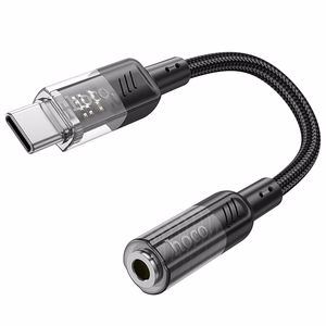 adapteris AUX USB C do Jack 3,5 mm Hoco 0,15 m LS37 transparentny melns