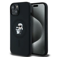 Karl Lagerfeld silikona Karl&Choupette magnētiskais viedtālruņa apvalks iPhone 15 Plus / 14 Plus - melns