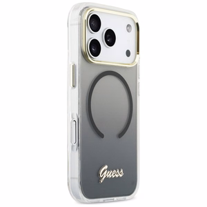 Guess IML Gradient Script Metal MagSafe чехол для iPhone 17 Pro Max чёрный