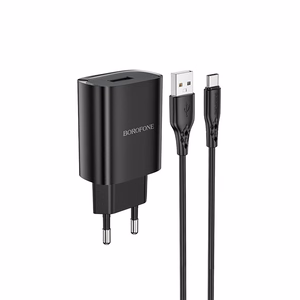 Borofone Sienas lādētājs BN1 Innovative - USB - 2,1A ar USB uz Type C melns