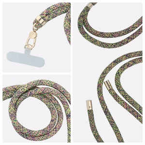 SWING (8mm) Tālruņa siksniņa, Tālruņa kulons ar regulējamu garumu / auklas garums 165cm (maks. 82.5cm cilpā) / uz pleca vai kakla - pelēki zaļa-rozā