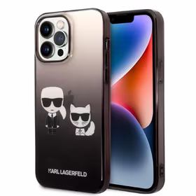 Karl Lagerfeld KLHCP14LTGKCK iPhone 14 Pro 6.1 "cietais apvalks melns/melns Gradients Ikonik Karl & Choupette