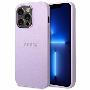 Guess Saffiano siksniņas viedtālruņa apvalks iPhone 14 Pro - violets
