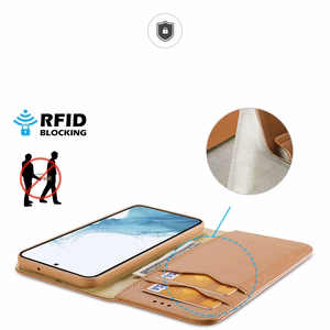 Dux Ducis Hivo viedtālruņa apvalks Samsung Galaxy S23+ atverams apvalks ar maku un RFID aizsardzību brūns