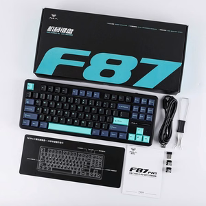 AULA Gasket F87 Pro tastatūra melna ciāna zila GrayWoodV4 RGB