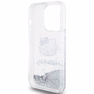 Hello Kitty Liquid Glitter Charms Kitty Head viedtālruņa apvalks iPhone 14 Pro Max - sudraba