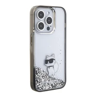 Karl Lagerfeld Liquid Glitter Choupette viedtālruņa apvalks iPhone 15 Pro Max - caurspīdīgs