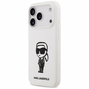 KARL LAGERFELD viedtālruņa apvalks IPHONE 17 Pro saderīgs ar Magnētisko KLHMP17LSKIGROH (Silicone W/ KL Sketch & Logo) balts