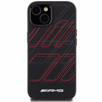 AMG silikona lielo rombu raksta magnētiskais viedtālruņa apvalks iPhone 15 Plus / 14 Plus - melns