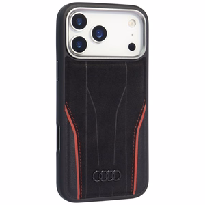Audi R8 Genuine Leather MagSafe чехол iPhone 17 Pro - черный и красный